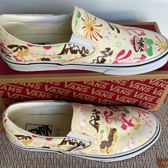 Vans Cream and Pink Patterned Slip-On Sneakers - Picture 3 of 16